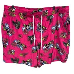 Mens Disney Mickey Mouse Multicolored Floral Tropical Swim Trunks Size XL‎